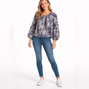 Area Stars abstract pattern long sleeve blouse S NWT